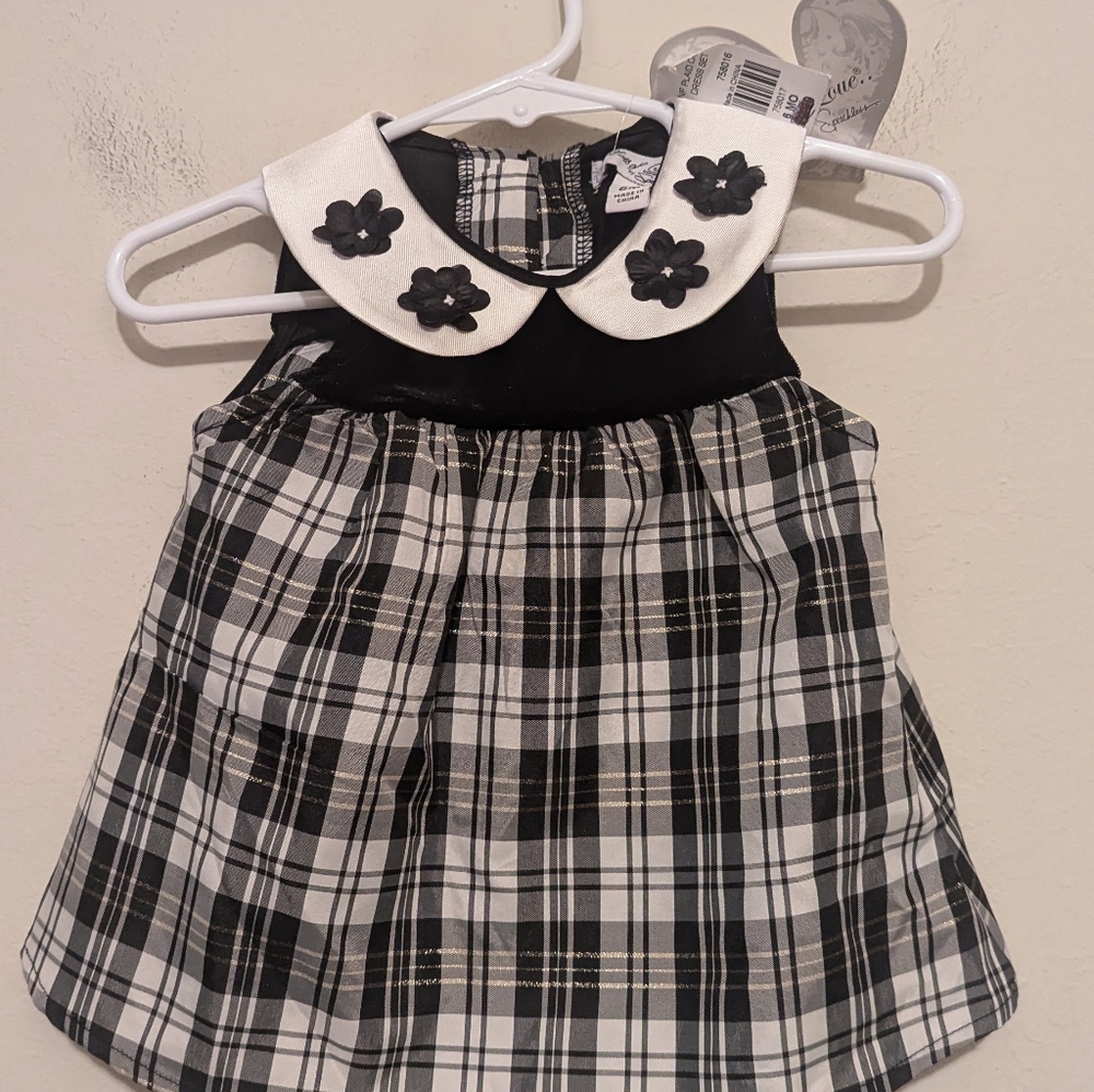 Lots of love white and black dress size 6 months